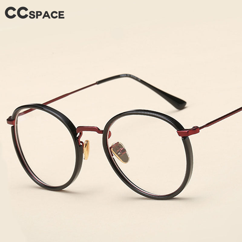 CCspace Women's Full Rim Round Tr 90 Titanium Frame Eyeglasses 49272 Full Rim CCspace