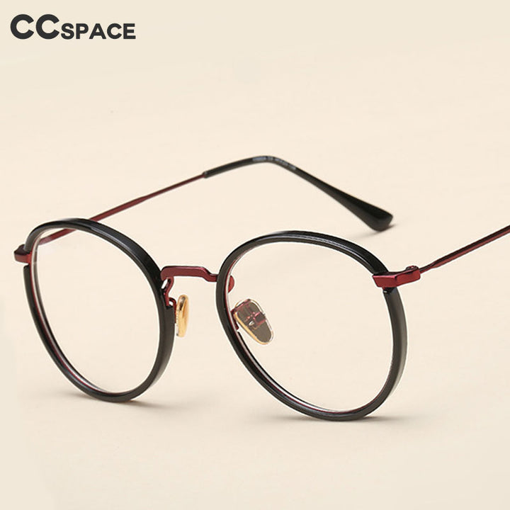 CCspace Women's Full Rim Round Tr 90 Titanium Frame Eyeglasses 49272 Full Rim CCspace