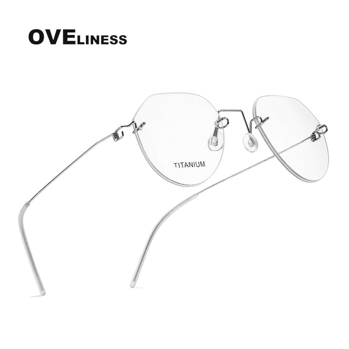 Oveliness Unisex Rimless Round Square Screwless Titanium Eyeglasses 9891 Rimless Oveliness