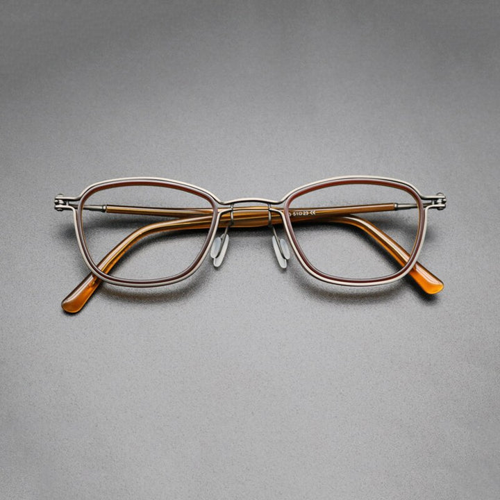 Gatenac Unisex Full Rim Square Acetate Titanium Frame Eyeglasses Gxyj544 Full Rim Gatenac 2