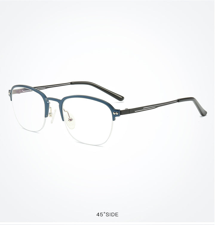 Hdcrafter Unisex Semi Rim Square Titanium Frame Eyeglasses 6097 Semi Rim Hdcrafter Eyeglasses