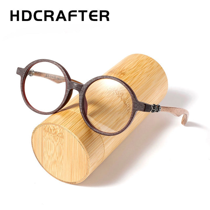 Hdcrafter Unisex Full Rim Round Wood Frame Eyeglasses 5607 Full Rim Hdcrafter Eyeglasses