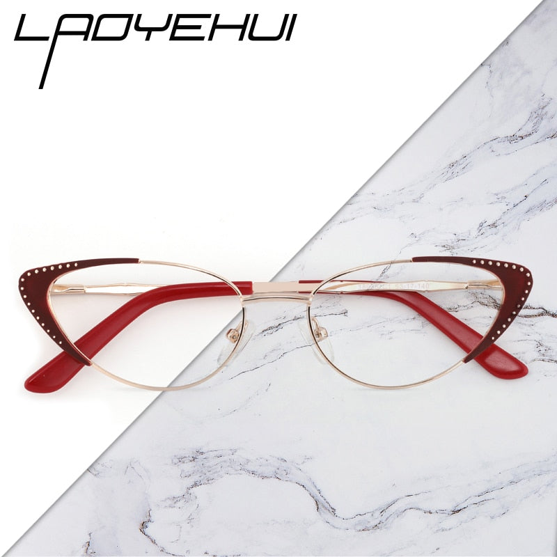 Laoyehui Women's Eyeglasses Cat Eye Alloy Frame 18036 Full Rim Laoyehui