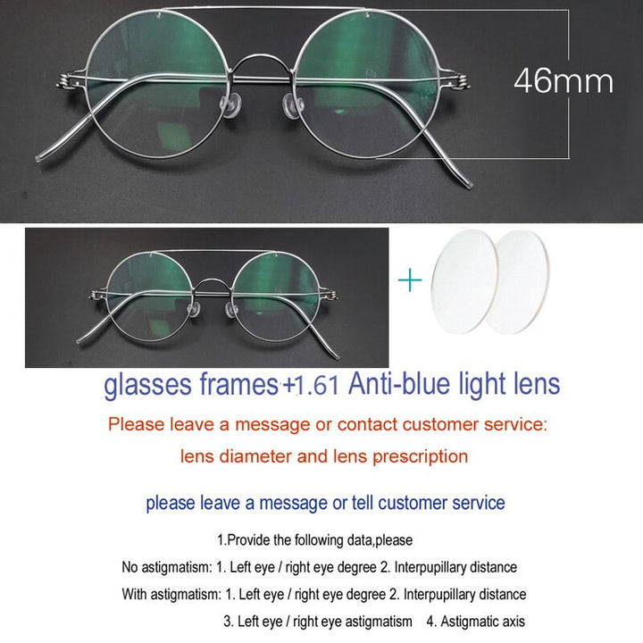 Yujo Unisex Full Rim Stainless Steel Round Double Bridge Eyeglasses Y023 Full Rim Yujo Anti blue light China