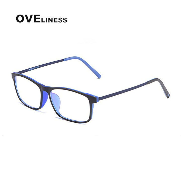 Oveliness Unisex Full Rim Square Ultem Resin Titanium Eyeglasses Ol20p99 Full Rim Oveliness Black Blue
