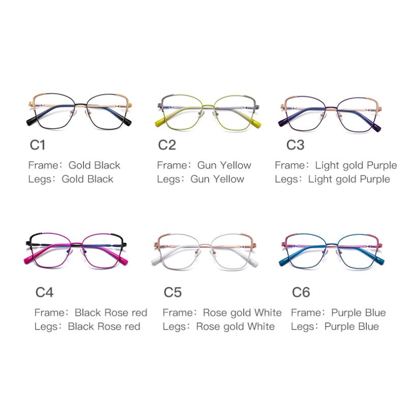 Hotochki Women's Full Rim Polygon Alloy Frame Eyeglasses 3014 Full Rim Hotochki