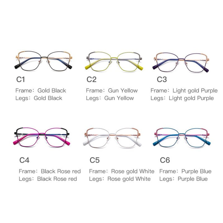 Hotochki Women's Full Rim Polygon Alloy Frame Eyeglasses 3014 Full Rim Hotochki