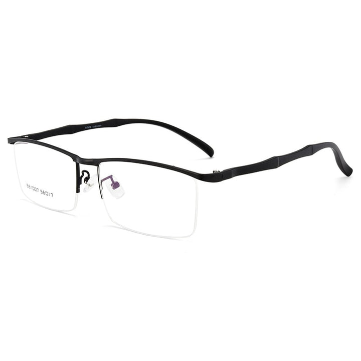 Gmei Men's Eyeglasses Browline Half Rim Metal Alloy S61007 Semi Rim Gmei Optical Black