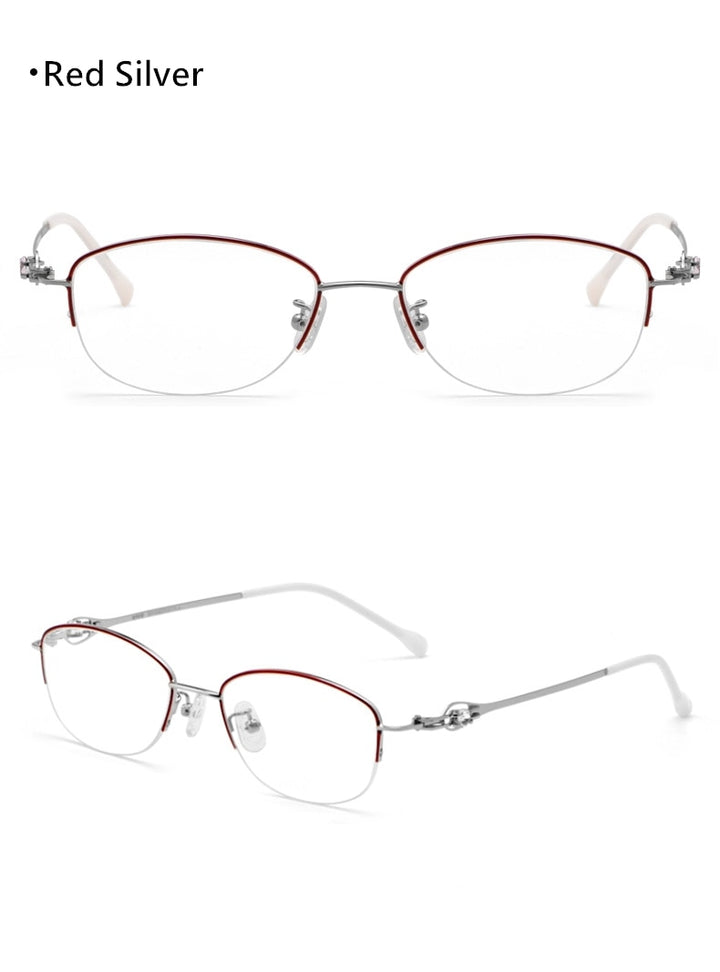 Yimaruili Women's Semi Rim Alloy Frame Eyeglasses 8020Z Semi Rim Yimaruili Eyeglasses
