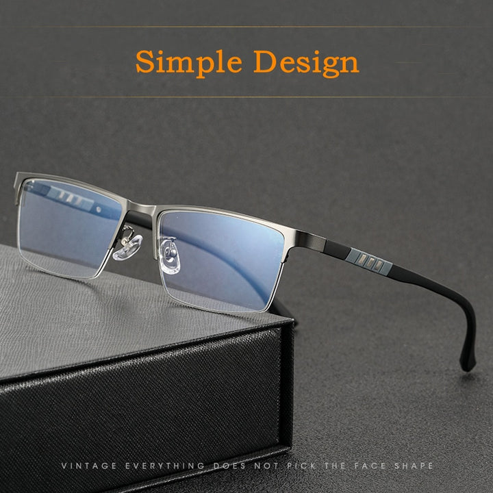 Yimaruili Men's Semi Rim Titanium Alloy Frame Eyeglasses P9806 Semi Rim Yimaruili Eyeglasses