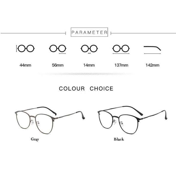 Hotochski Unisex Full Rim Titanium Oval Frame Eyeglasses With Polarized Clip On Sunglasses S94002 With Clip Ons Hotochki