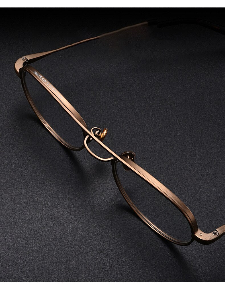 Muzz Unisex Full Rim Round Square Double Bridge Titanium Frame Eyeglasses K1217 Full Rim Muzz