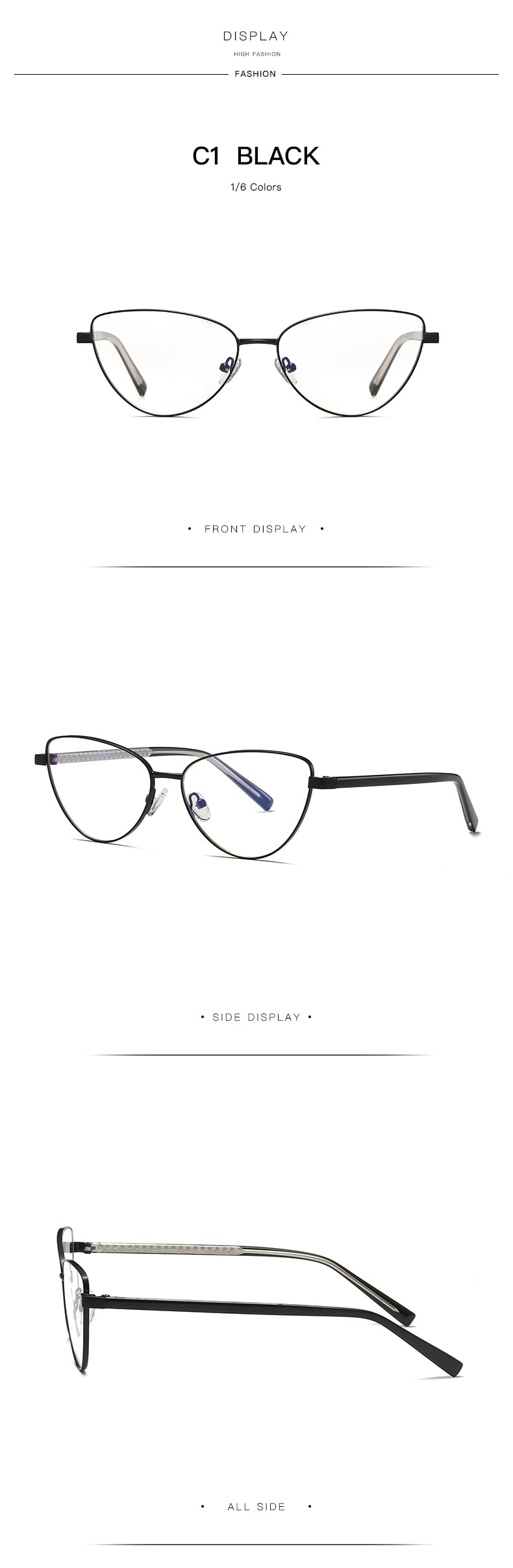 Hotochki Women's Full Rim Cat Eye Alloy Frame Eyeglasses 3006 Full Rim Hotochki