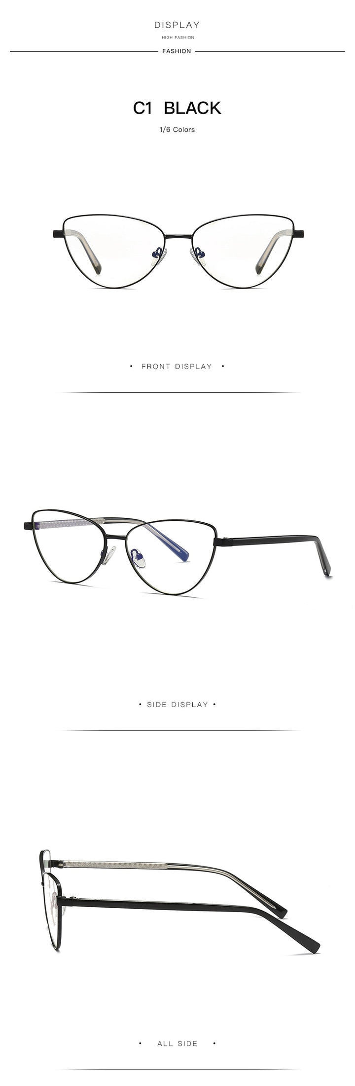 Hotochki Women's Full Rim Cat Eye Alloy Frame Eyeglasses 3006 Full Rim Hotochki
