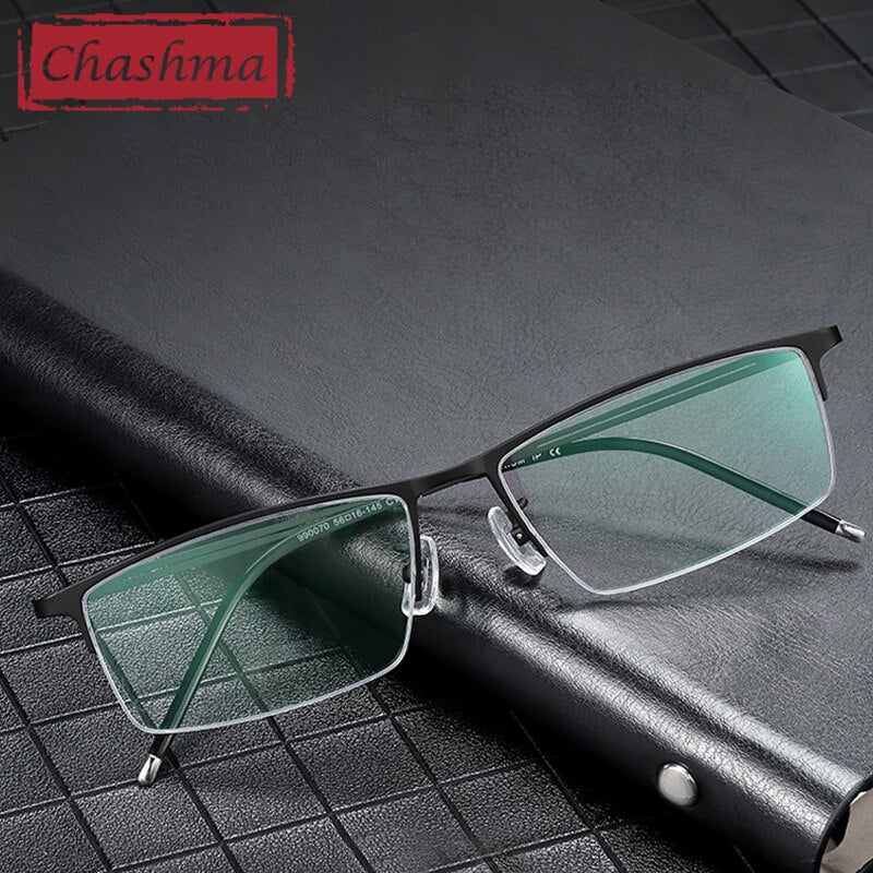 Chashma Ottica Men's Semi Rim Square Titanium Eyeglasses 990070 Semi Rim Chashma Ottica