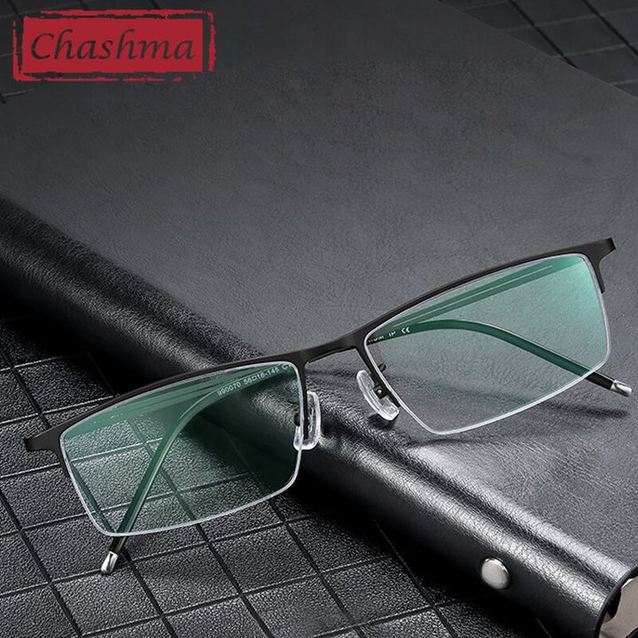 Chashma Ottica Men's Semi Rim Square Titanium Eyeglasses 990070 Semi Rim Chashma Ottica