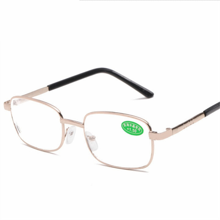 Yooske Unisex Full Rim Square Alloy Reading Glasses 7247 Reading Glasses Yooske China +100 Gold 7247