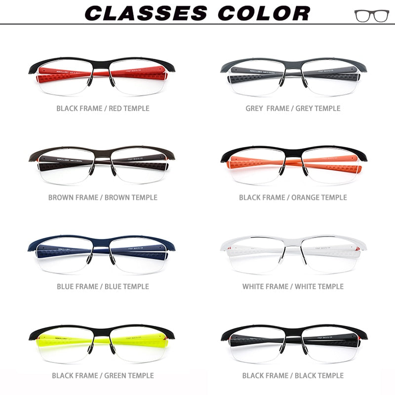 Hdcrafter Men's Semi Rim Rectangle TR 90 Sports Frame Eyeglasses 7027 Full Rim Hdcrafter Eyeglasses