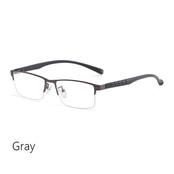 Yimaruili Men's Semi Rim Alloy Frame Eyeglasses 89033 Semi Rim Yimaruili Eyeglasses Gray China