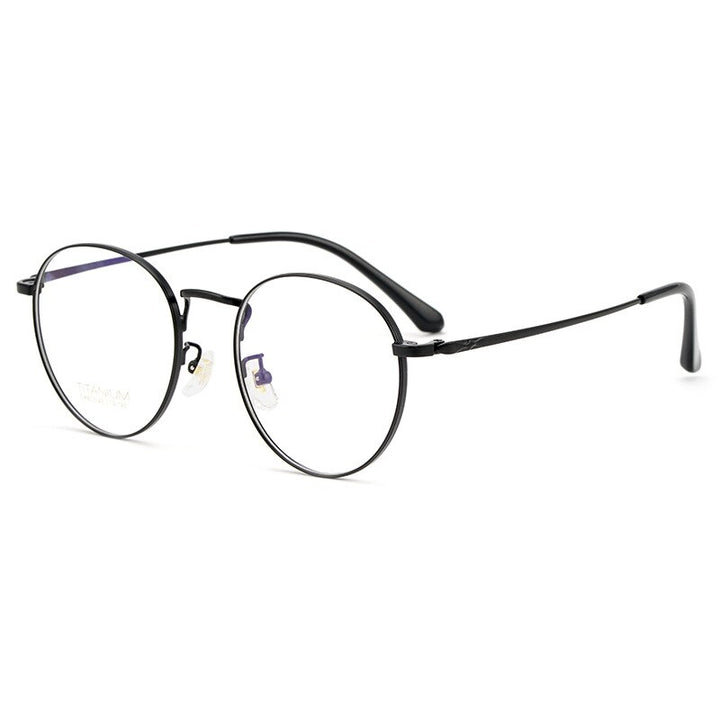 Yimaruili Unisex Full Rim Round Titanium Frame Eyeglasses CK803 Full Rim Yimaruili Eyeglasses Black