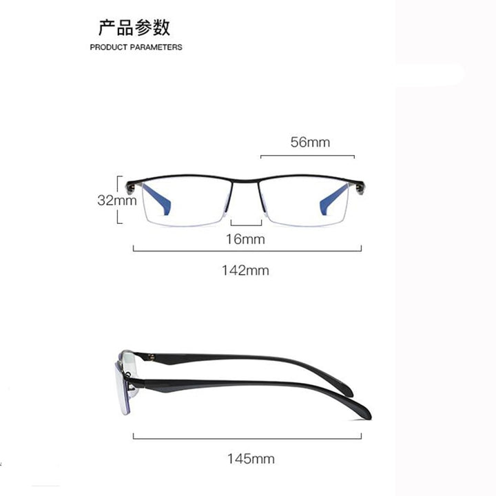Men's Half Rim Titanium Alloy Frame TR-90 Temple Eyeglasses Np8011 Semi Rim Bclear
