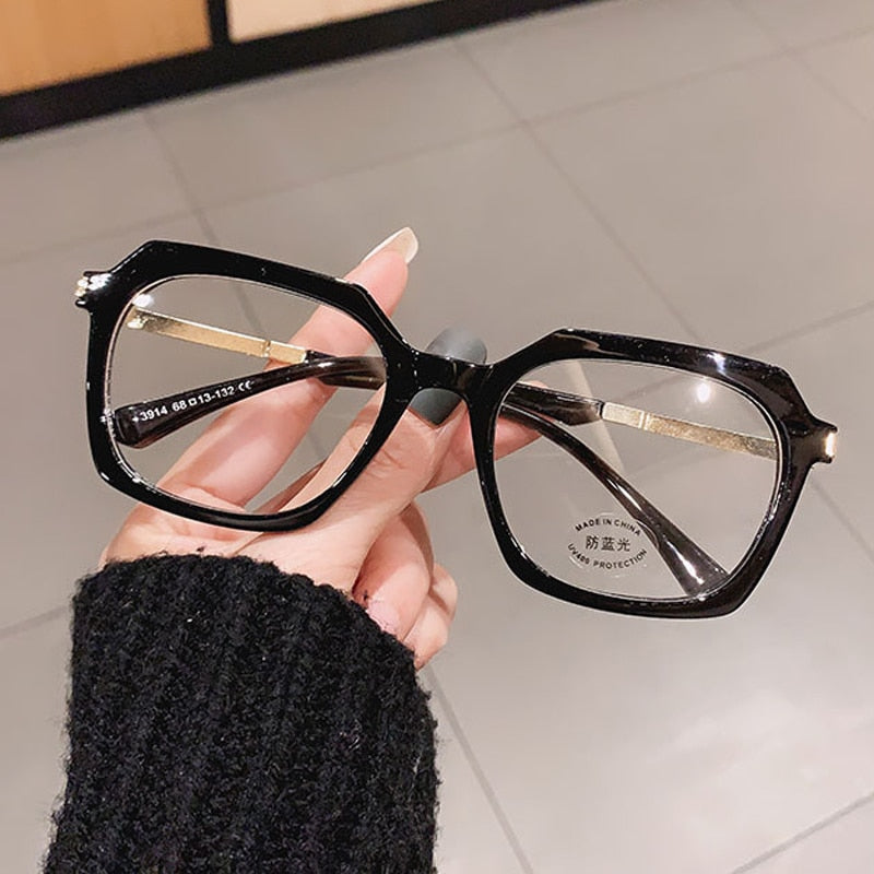 CCspace Unisex Full Rim Square Round Tr 90 Titanium Frame Eyeglasses 46870 Full Rim CCspace Square Black