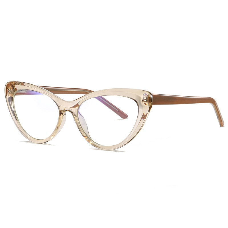 CCspace Unisex Full Rim Cat Eye Tr 90 Titanium Frame Eyeglasses 49082 Full Rim CCspace C212-P30Champagne