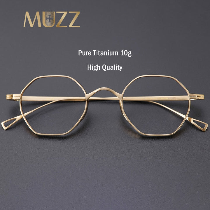 Muzz Unisex Full Rim Polygon Round Titanium Frame Eyeglasses 152 Full Rim Muzz