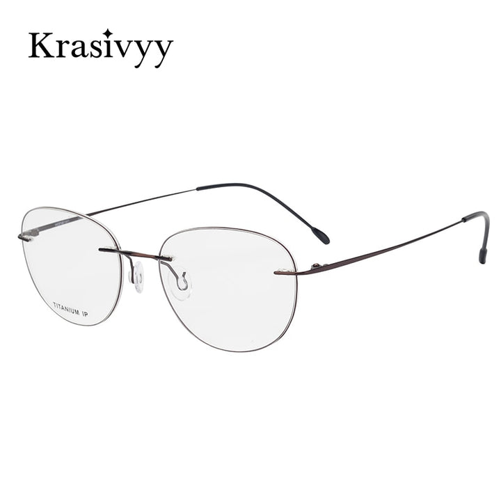 Krasivyy Unisex Rimless Round Square Titanium Eyeglasses Ls03 Rimless Krasivyy   