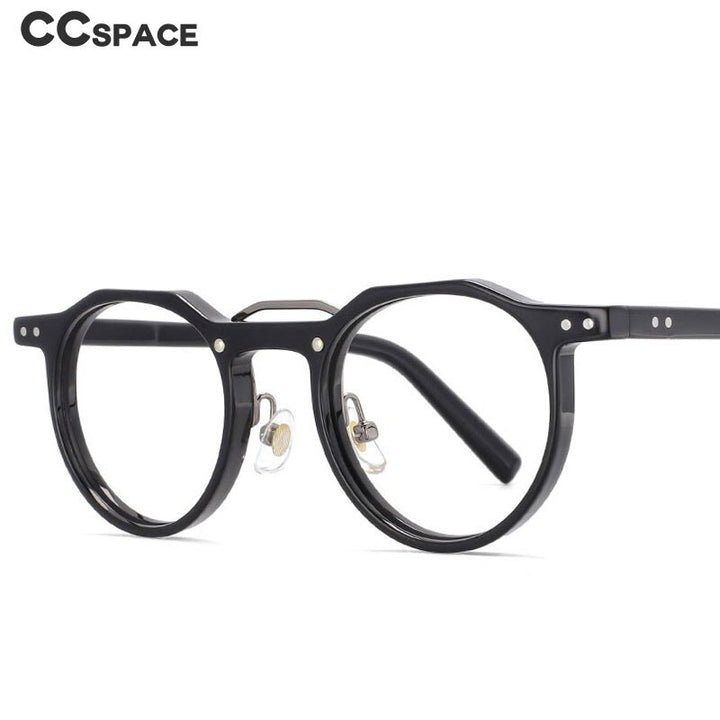 CCSpace Women's Full Rim Round Double Bridge Acetate Alloy Frame Eyeglasses 53894 Full Rim CCspace
