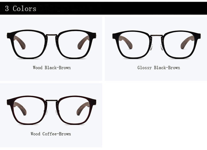 Hdcrafter Unisex Full Rim Round Wood Temple Eyeglasses 7473d Full Rim Hdcrafter Eyeglasses