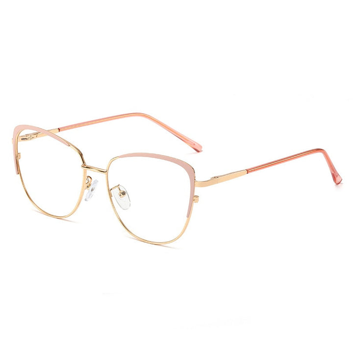 CCspace Unisex Full Rim Cat Eye Alloy Frame Eyeglasses 48183 Full Rim CCspace C2pink