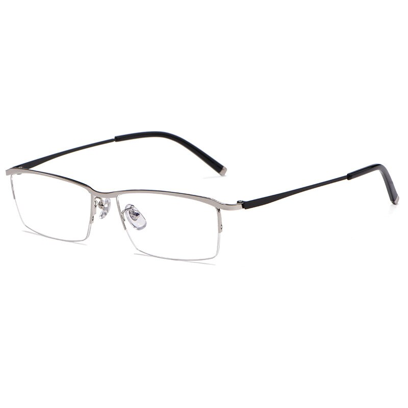 Hotochki Men's Semi Rim Alloy Frame Eyeglasses Z17003 Semi Rim Hotochki Silver