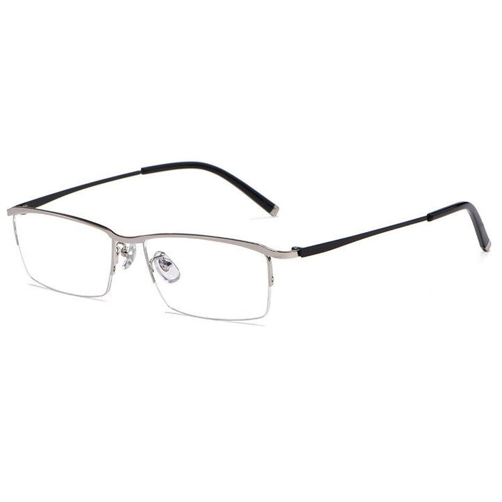Hotochki Men's Semi Rim Alloy Frame Eyeglasses Z17003 Semi Rim Hotochki Silver