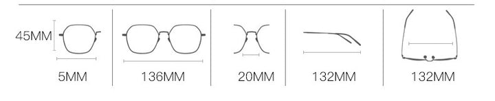 Hotony Unisex Full Rim Square TR 90 Alloy Frame Eyeglasses 2212 Full Rim Hotony