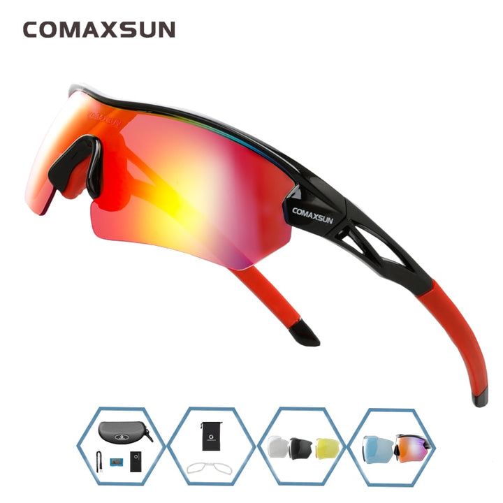 Comaxsun Unisex Polarized Tr 90 Sunglasses Rectangular STS821 Sunglasses Comaxsun BLACK Red
