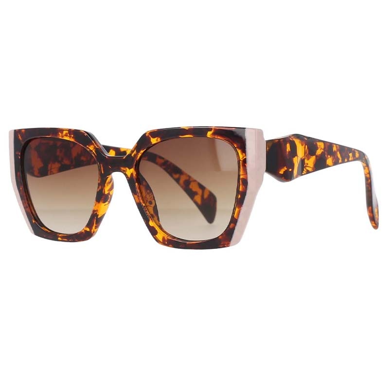 CCspace Women's Full Rim Square Cat Eye Resin Frame Sunglasses 53222 Sunglasses CCspace Sunglasses Leopard 53222