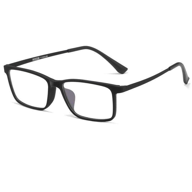Yimaruili Men's Full Rim Resin Titanium Frame Eyeglasses HR8085 Full Rim Yimaruili Eyeglasses Black