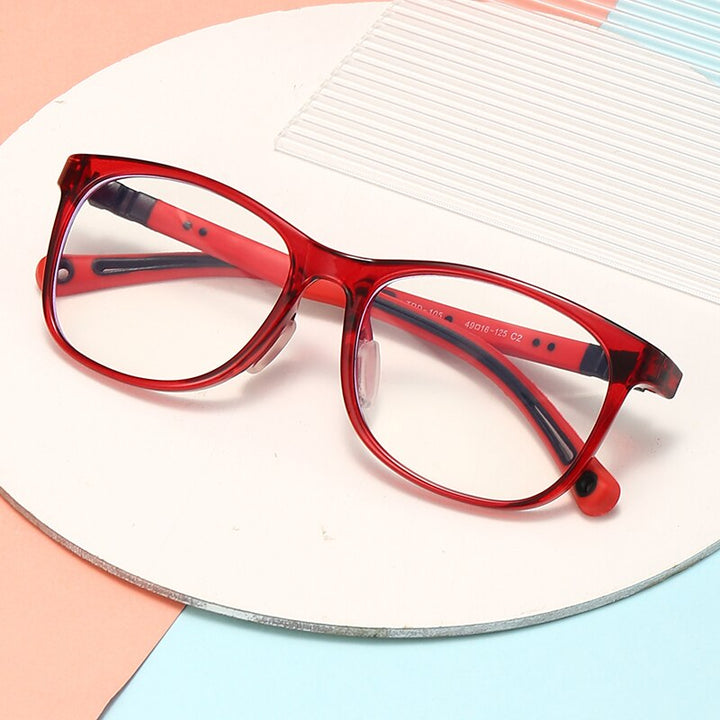 Oveliness Unisex Children's Full Rim Square Tr 90 Silicone Titanium Eyeglasses Trd105 Full Rim Oveliness
