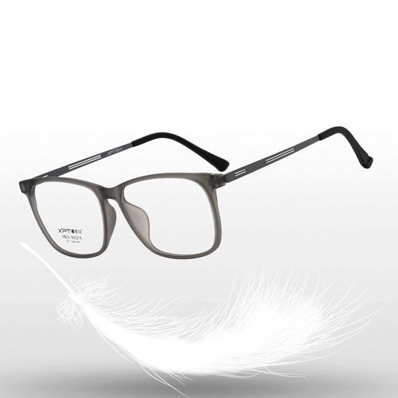 Hotony Unisex Full Rim Square TR 90 Resin B Titanium Frame Eyeglasses 9825 Full Rim Hotony