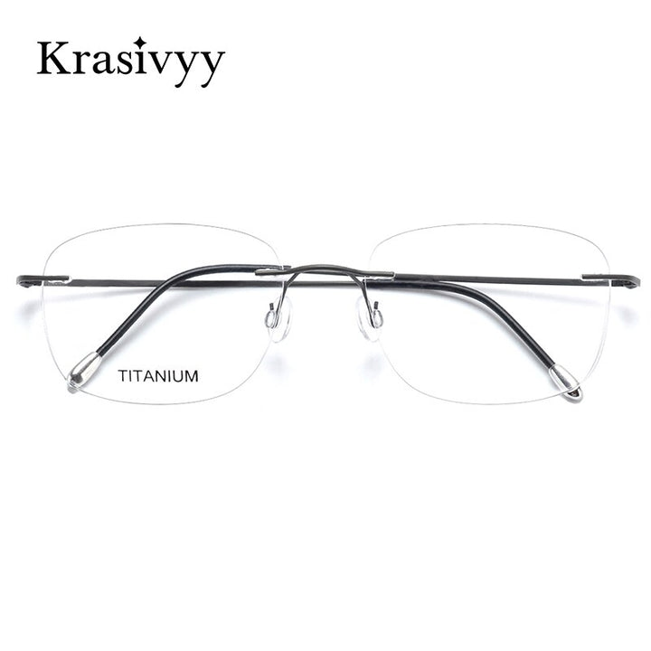 Krasivyy Unisex Rimless Square Titanium Eyeglasses Kr6010 Rimless Krasivyy