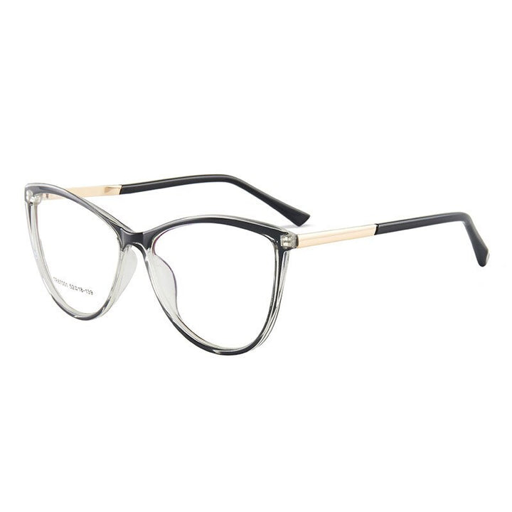 Hotony Woman's Full Rim Cat Eye TR 90 Resin Alloy Frame Eyeglasses 7001 Full Rim Hotony black