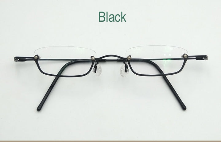 Yujo Unisex Small Square Semi Rim Stainless Steel Reading Glasses Y037 Reading Glasses Yujo China 0 black