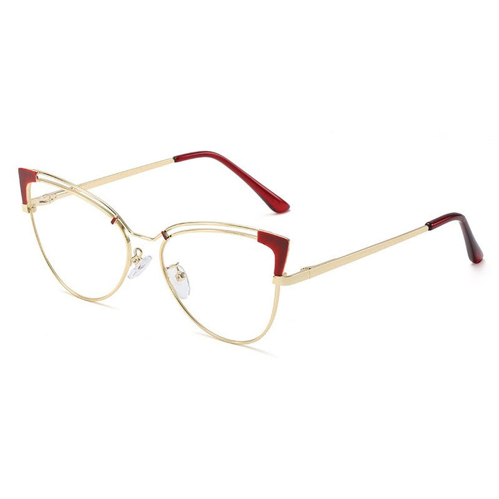 CCspace Full Rim Cat Eye Alloy Frame Eyeglasses 48297 Full Rim CCspace C7Red