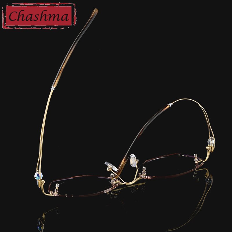 Chashma Ottica Women's Rimless Oval Square Titanium Eyeglasses Tinted Lenses 1337 Rimless Chashma Ottica