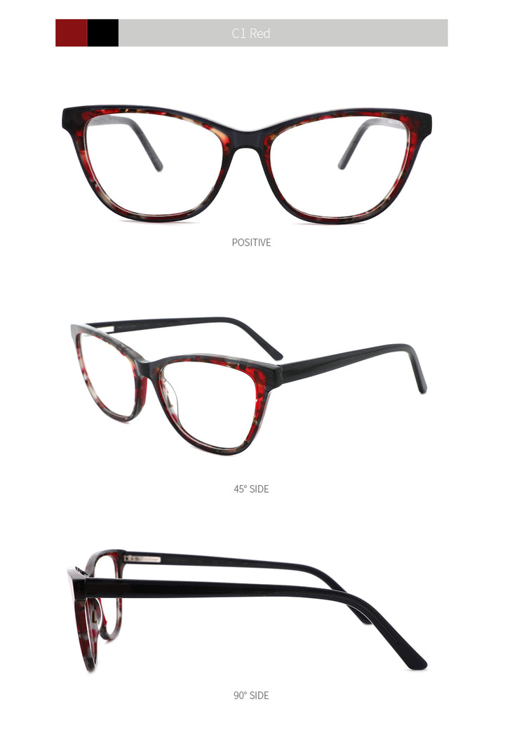 Kansept Women's Full Rim Cat Eye Acetate Frame Eyeglasses Fp1928 Full Rim Kansept