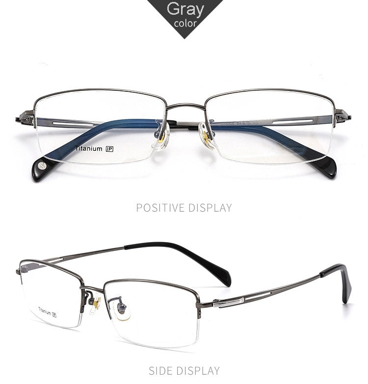 Hotochki Men's Semi Rim Titanium Frame Eyeglasses 8906 Semi Rim Hotochki