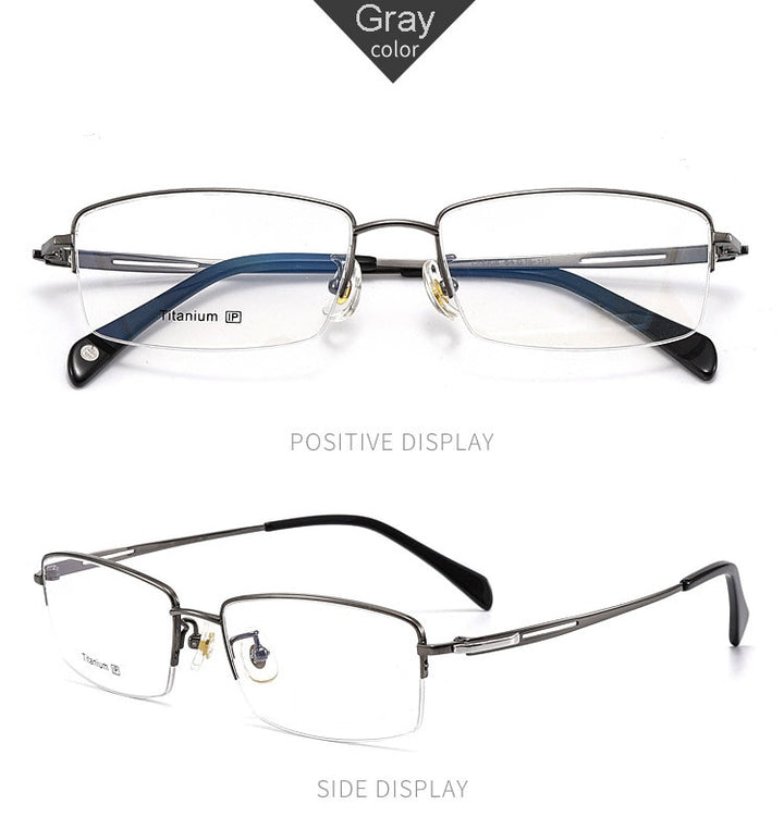 Hotochki Men's Semi Rim Titanium Frame Eyeglasses 8906 Semi Rim Hotochki