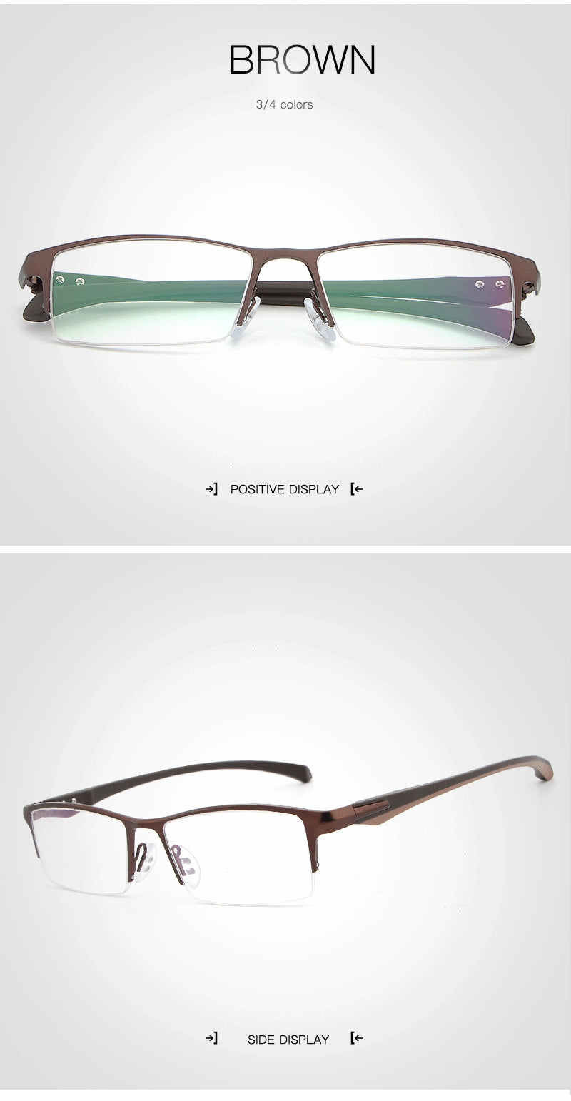 Hdcrafter Men's Semi Rim TR 90 Titanium Rectangle Frame Eyeglasses 9065 Semi Rim Hdcrafter Eyeglasses