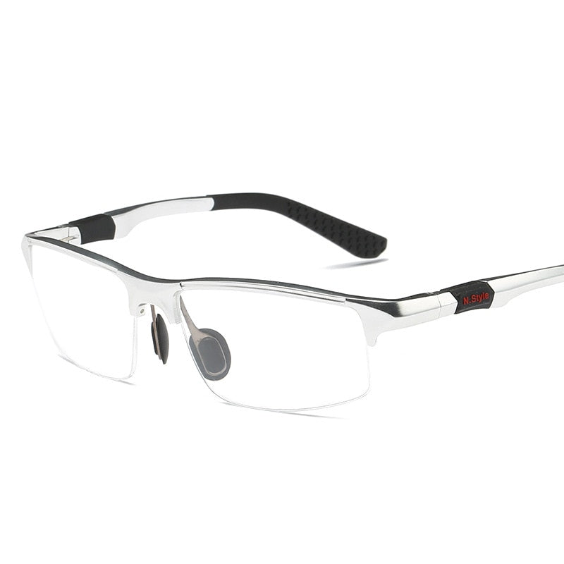 Yimaruili Men's Semi Rim Aluminum Magnesium Rectangular Frame Eyeglasses Y3121 Semi Rim Yimaruili Eyeglasses Silver